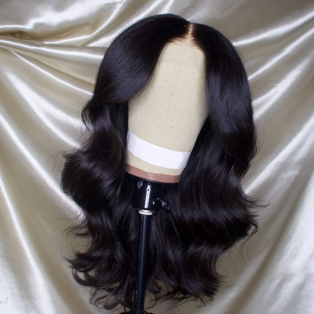 Natual Black Body Wave Glueless 5x5 Lace Closure Wig