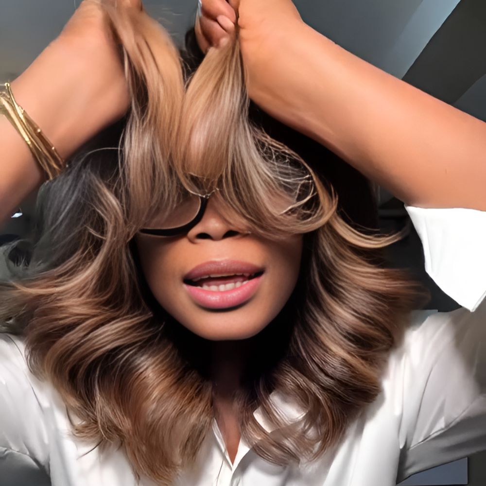 Ombre Golden Brown Blowout Wig with Kinky Edges