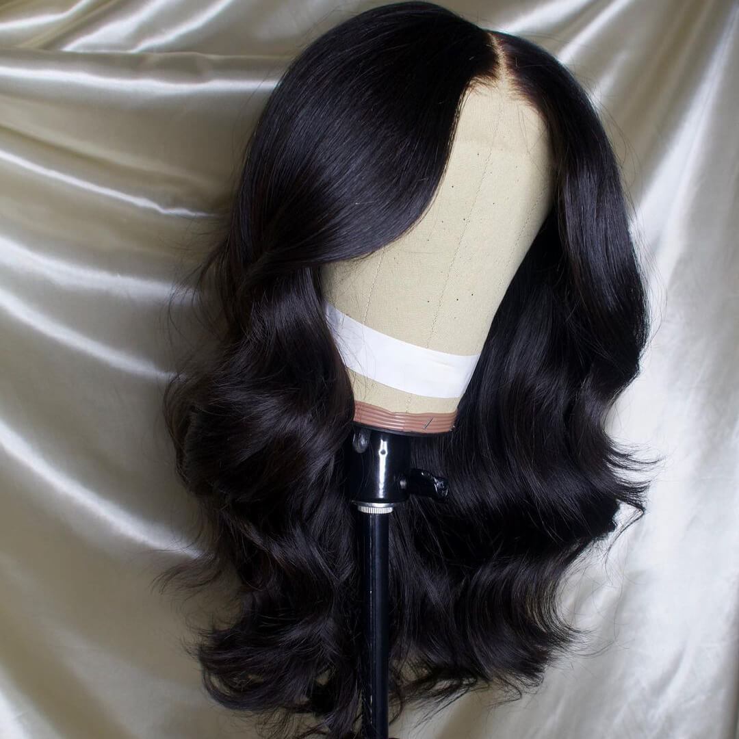 Natual Black Body Wave Glueless 5x5 Lace Closure Wig