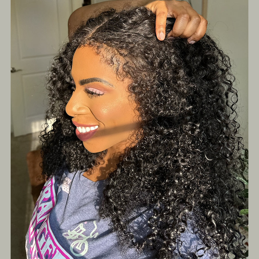 Ventilated Realistic Curly With Kinky Edges Lace Wig