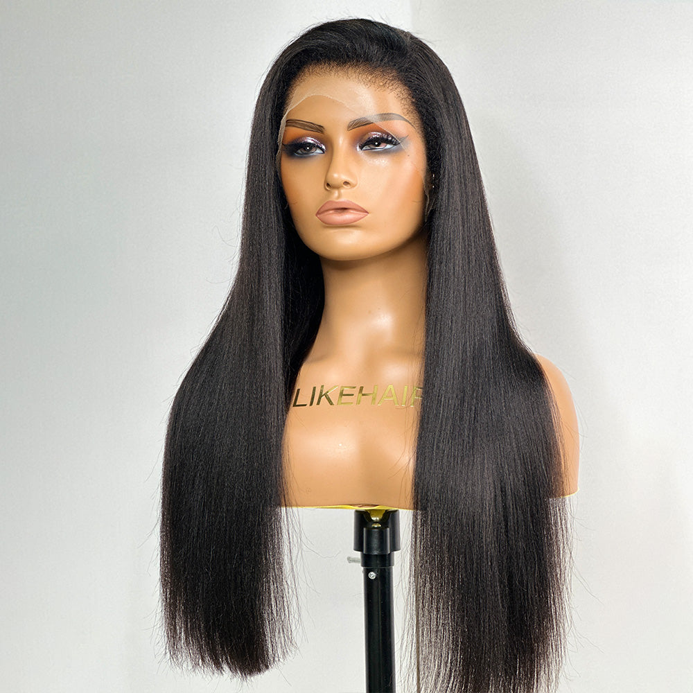 Natural Yaki HD Lace Frontal With Kinky Edges Wig