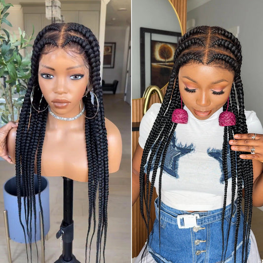 Full Lace Cornrow Smoke Braids With Baby Hair Invisi Drawstring Wig