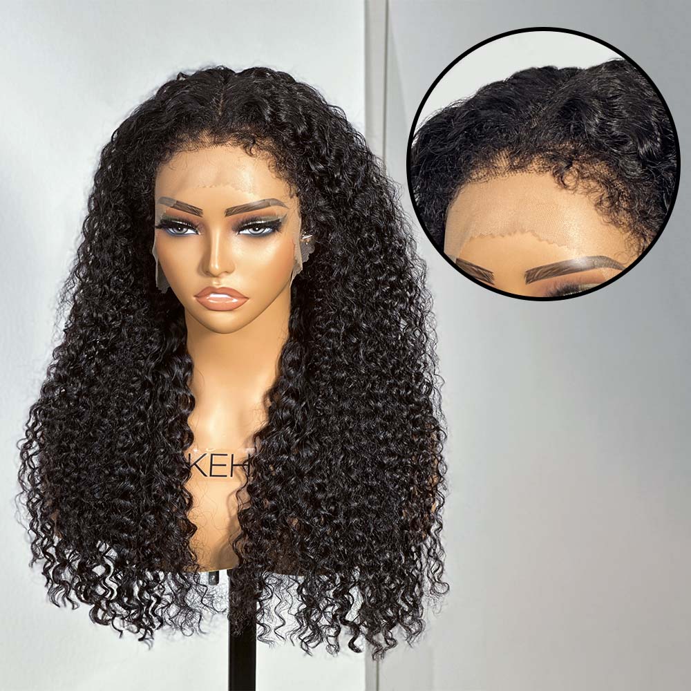 Ventilated Realistic Curly With Kinky Edges Lace Wig