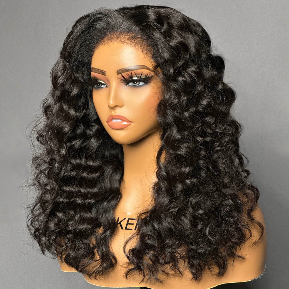 Luscious Bouncy Curls HD Lace Closure With 4C Kinky Edges Wig