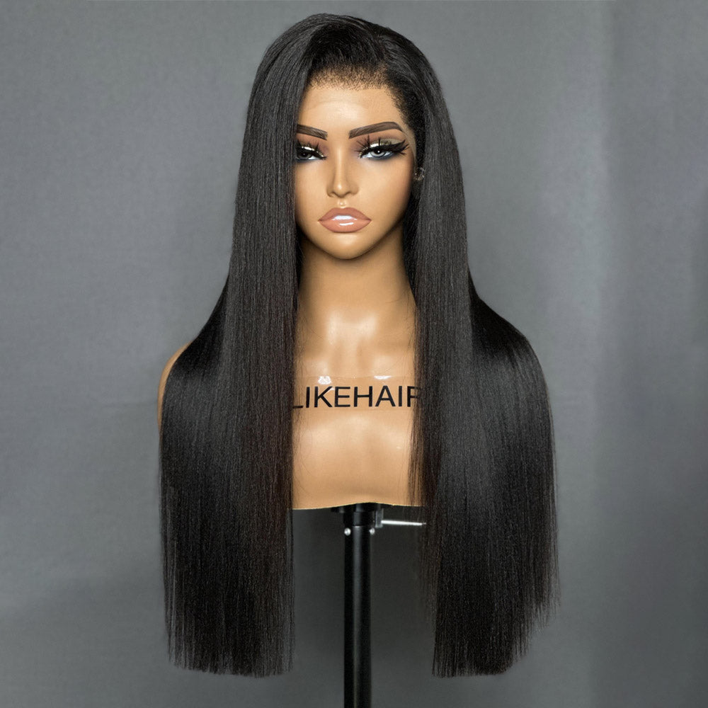 Natural Yaki HD Lace Frontal With Kinky Edges Wig