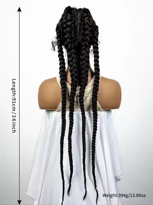 Full Lace Fulani Hybrid Braids With Baby Hair Invisi Drawstring Wig