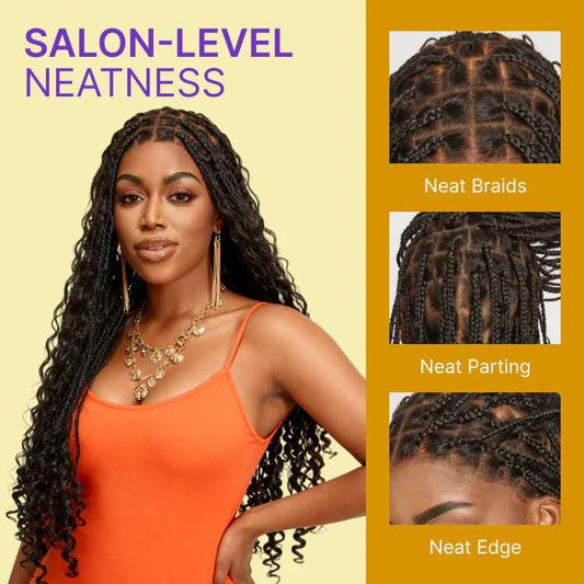 Light Weight Flexi-Fit Invisi Drawstring Cap Full Lace Knotless Boho Curls Braided Long Wig Super Natural Scalp - US Only