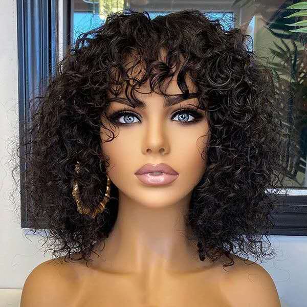 Short Layered Bouncy Curly With Kinky Edges HD Lace Wig