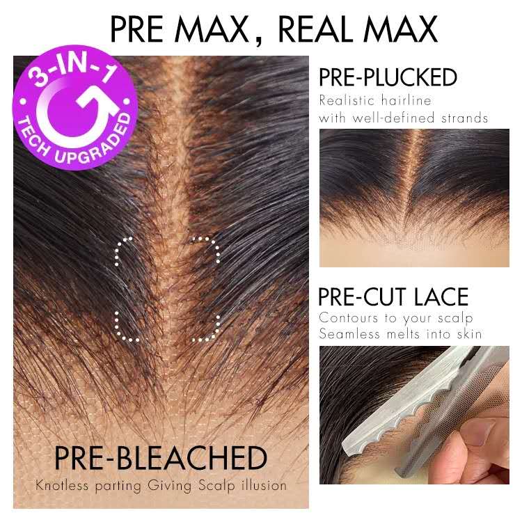 PreMax Wigs - Natural Black / Blonde Highlight C Part Glueless Lace Front Bob Wig