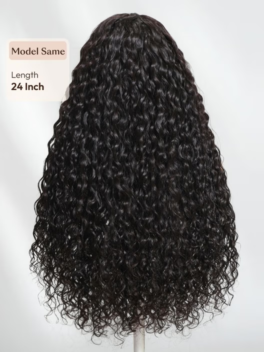 7x5 Bye-Bye Knots™ & 13x4 HD Lace Put On And Go Glueless Water Wave Grip Wig With Secure Silicone Strips and Drawstring With Baby Hair