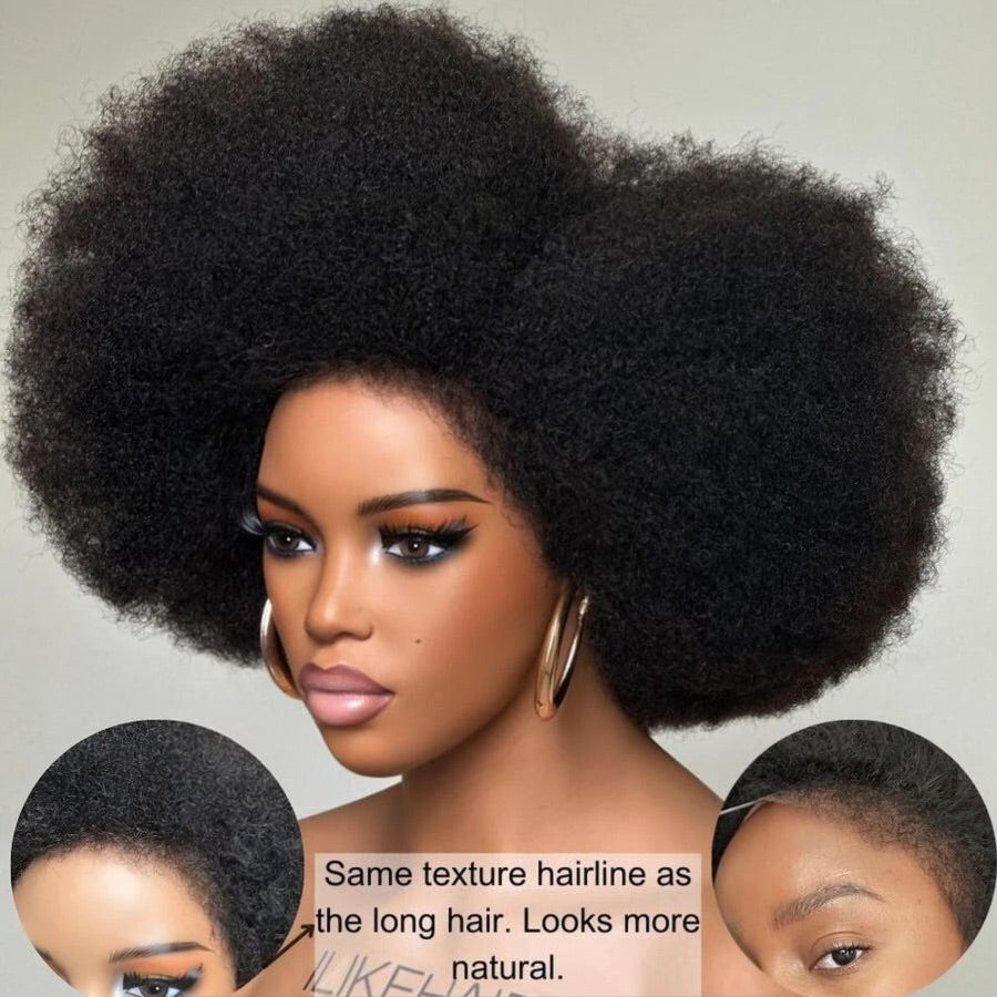 Afro Kinky Curly With 4C Edges 5x5 Lace Front Wig