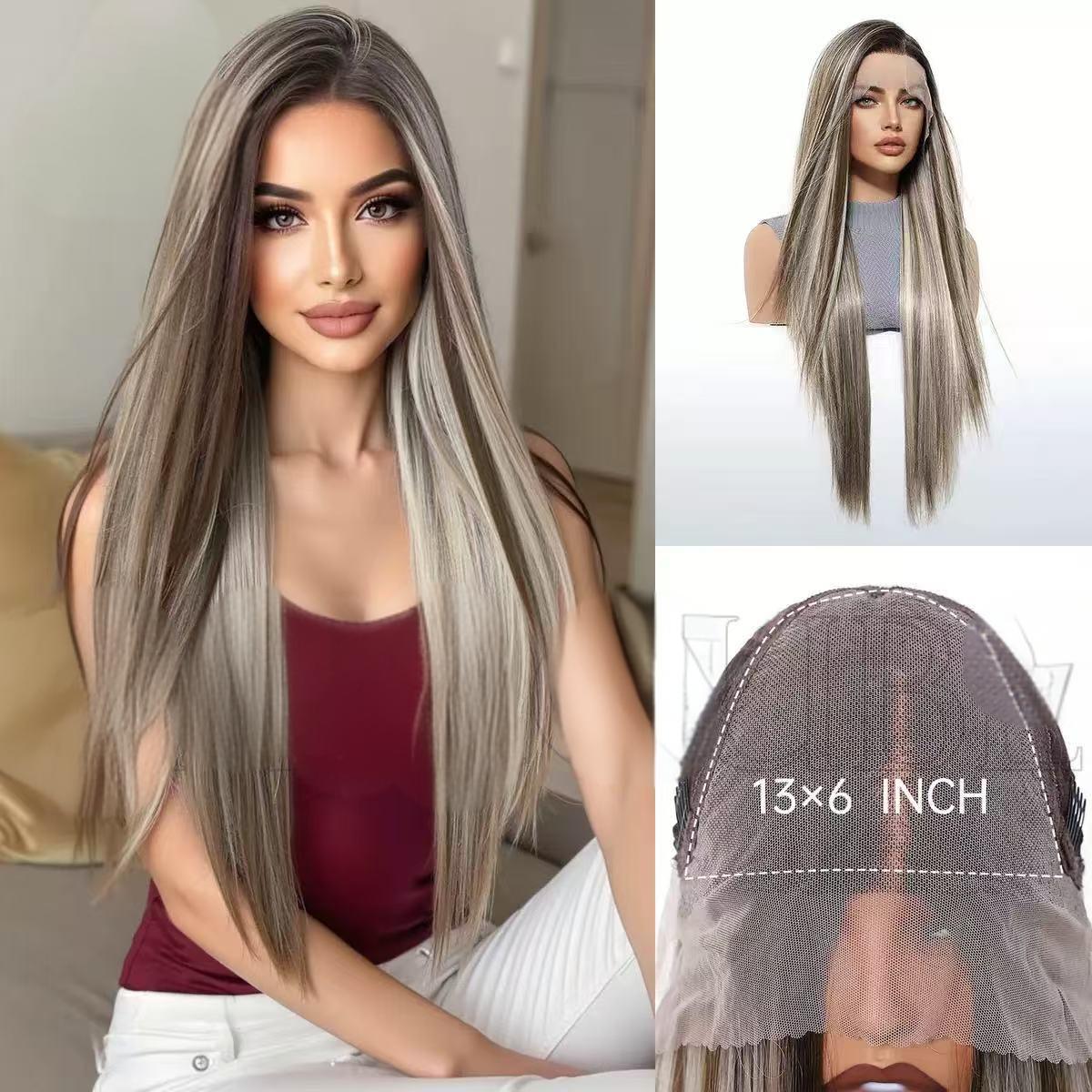 9x7 Glueless Synthetic Lace Front Wig Wear And Go pre Plucked Pre Cut Straight Wig Vivid Self Growing Clean Hairline with Tiny Knots Heat Resistant Fiber Natural No Glue Wig