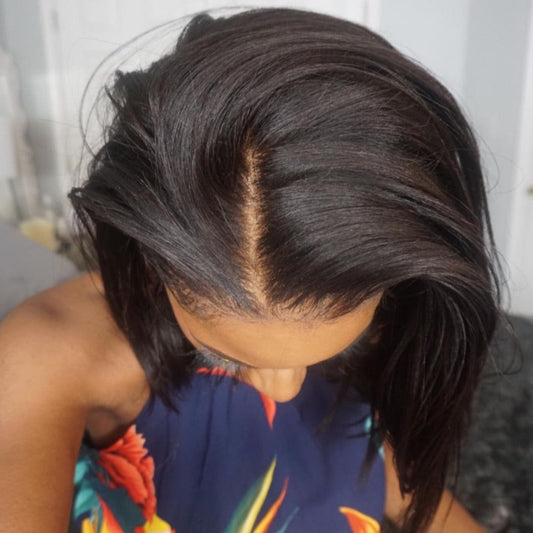 Malaysian Hair Elegant Bob Short Lace Front Wig 100%Human Hair