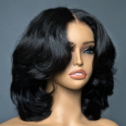 Put on & Go Layered Wavy Bob  Pre Cut Lace Closure Wig