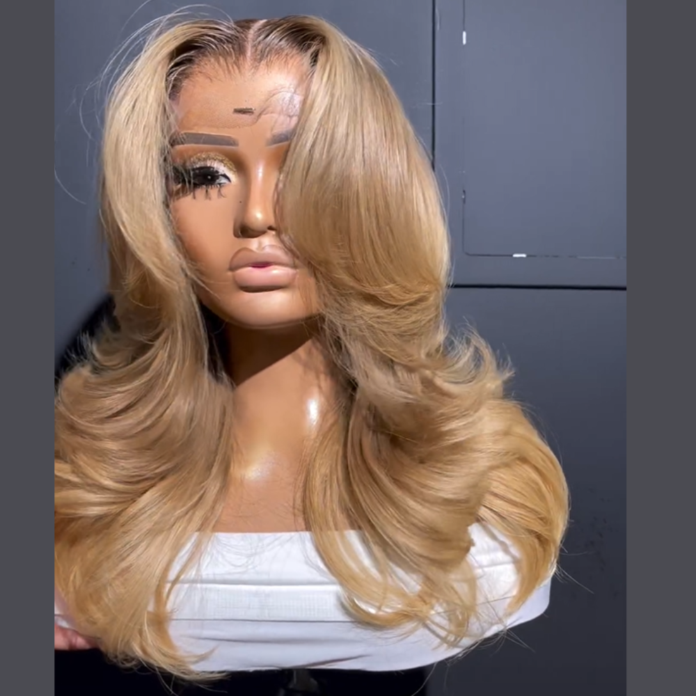 Ombre Blonde Body Wave Layered Cut 13x4 Lace Front Wig
