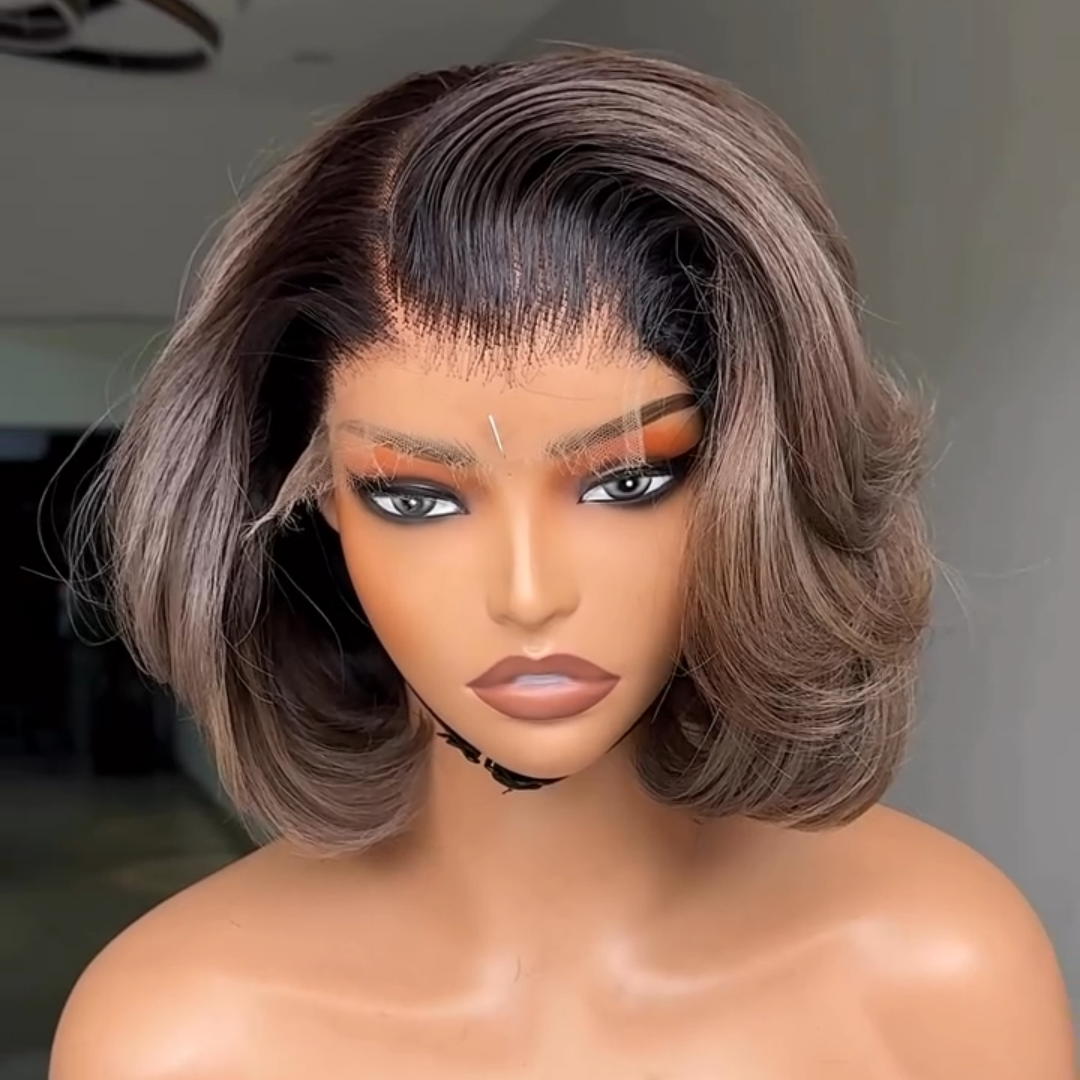 613 Ombre Ash Blonde Layered Cut Bob 13x4 Lace Front Wig