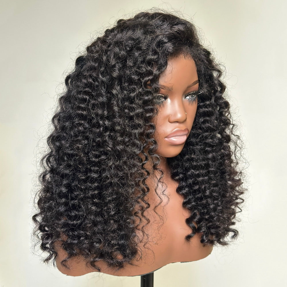 Fluffy Wand Curls HD Lace With 4C Kinky Edges Wig