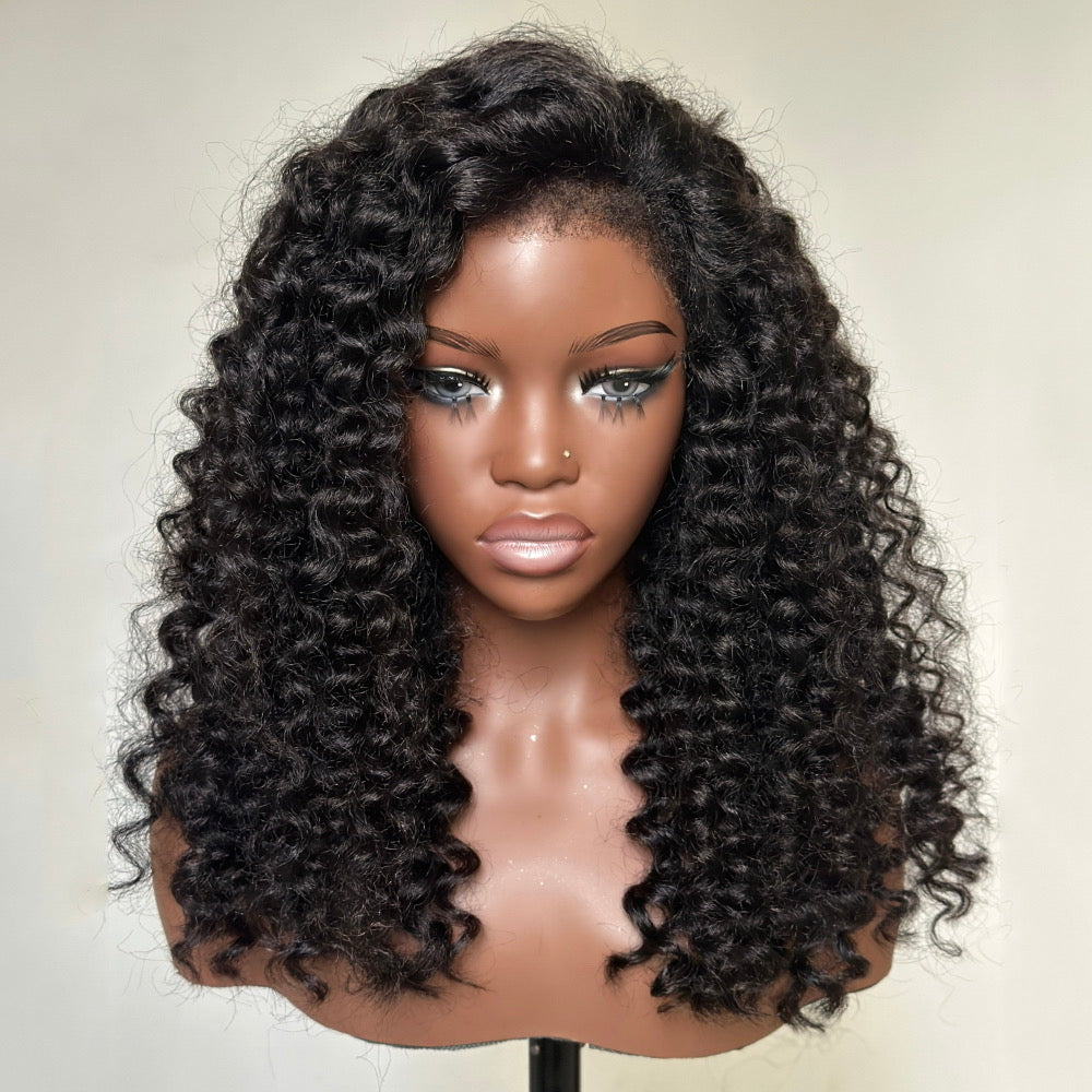 Fluffy Wand Curls HD Lace With 4C Kinky Edges Wig
