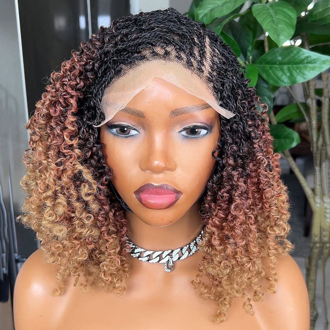 Ombre Honey Gold Full Lace island twists Knotless Braids Invisi Drawstring Wig