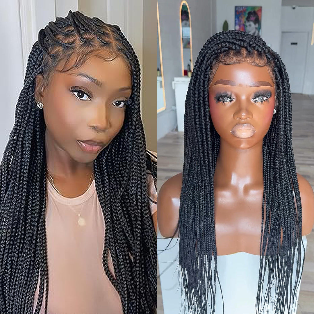 Full Lace Box Braided with Baby Hair Micro Twist Bohemian Invisi Drawstring Wig