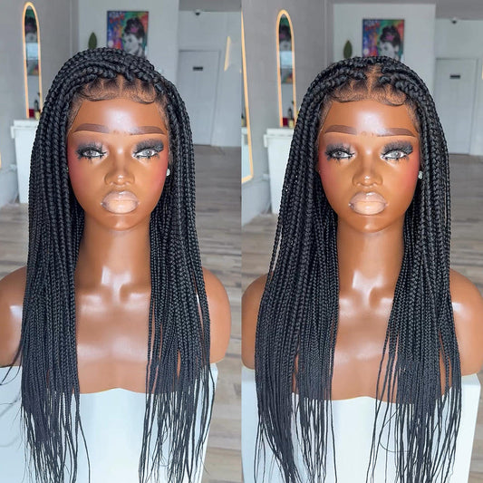 Full Lace Box Braided with Baby Hair Micro Twist Bohemian Invisi Drawstring Wig