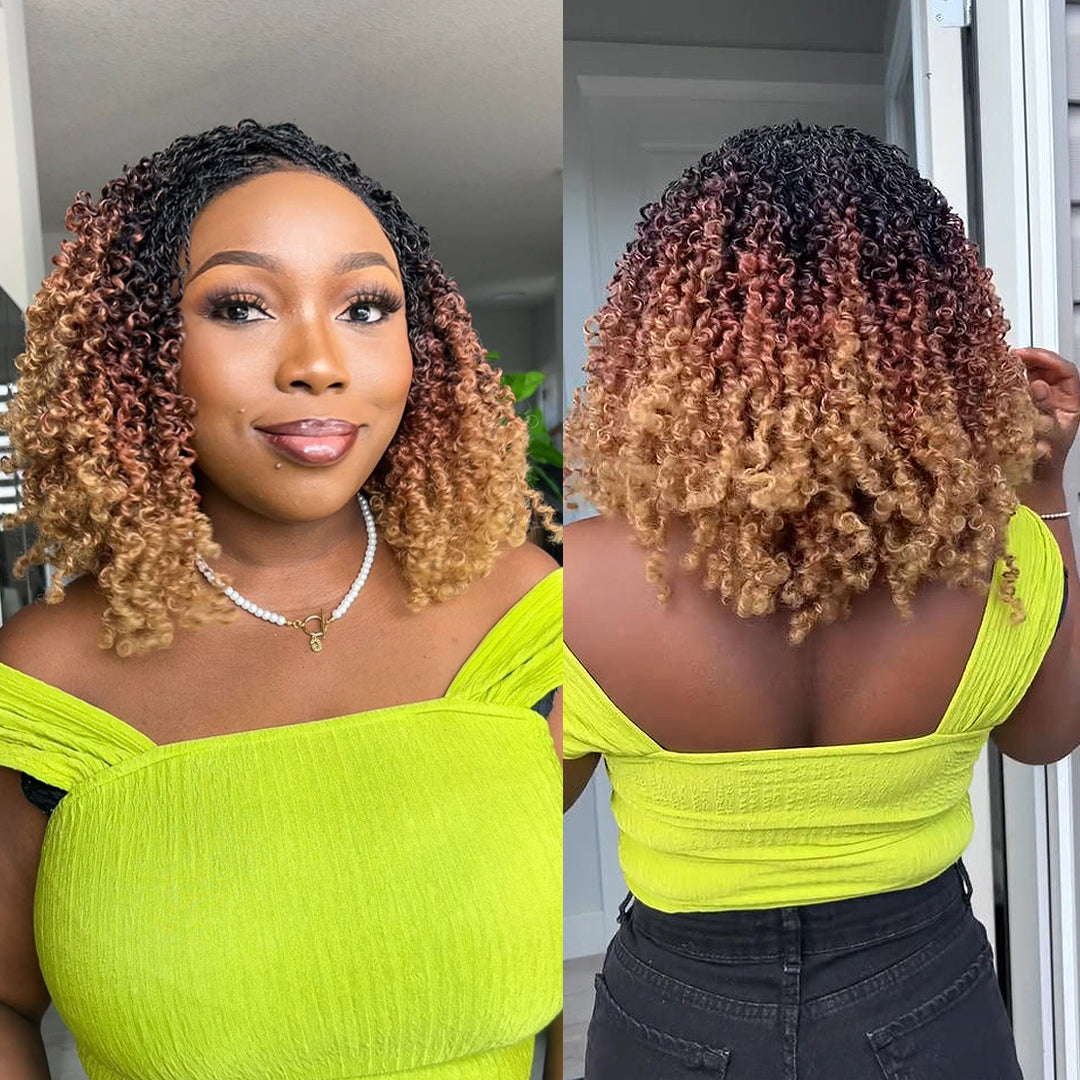 Ombre Honey Gold Full Lace island twists Knotless Braids Invisi Drawstring Wig