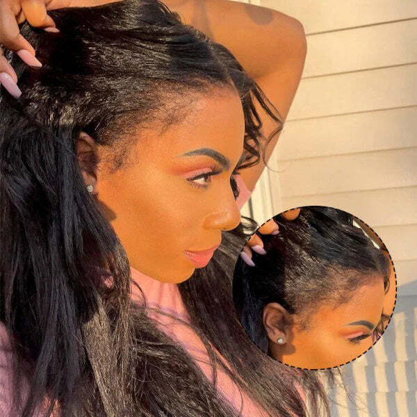 Kinky Straight Hd Lace Frontal With 4C Kinky Edges Wig