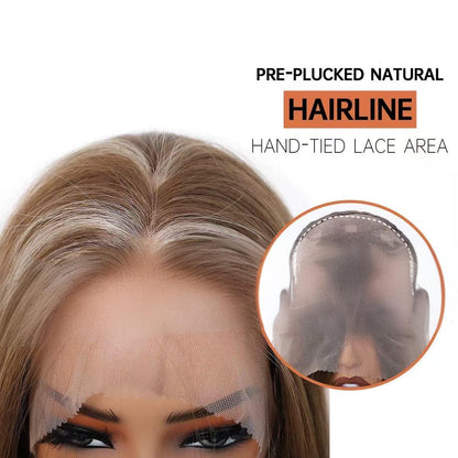 9x7 Glueless Synthetic Lace Front Wig Wear And Go pre Plucked Pre Cut Straight Wig Vivid Self Growing Clean Hairline with Tiny Knots Heat Resistant Fiber Natural No Glue Wig