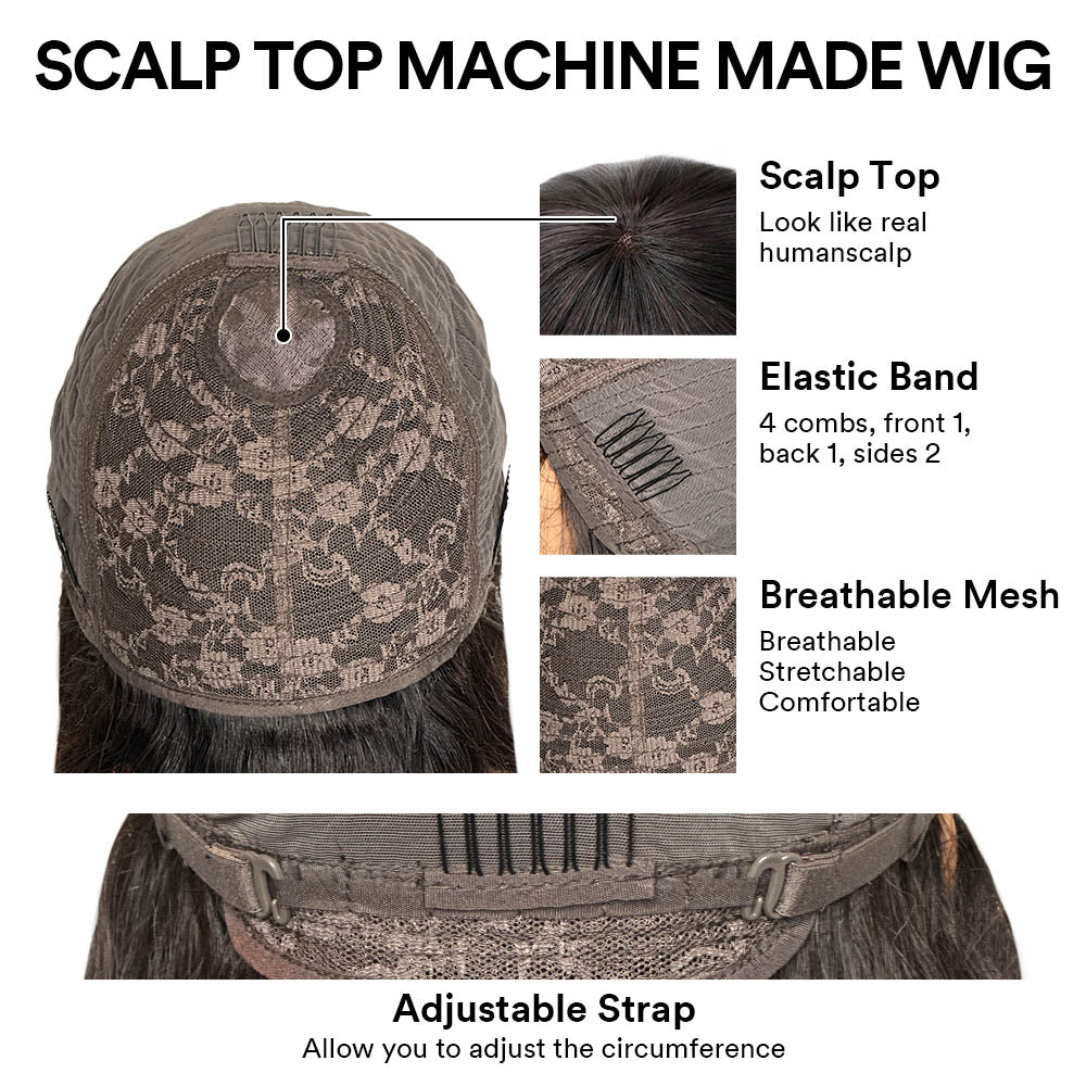 Glueless Mullet Wigs With Bangs Human Hair