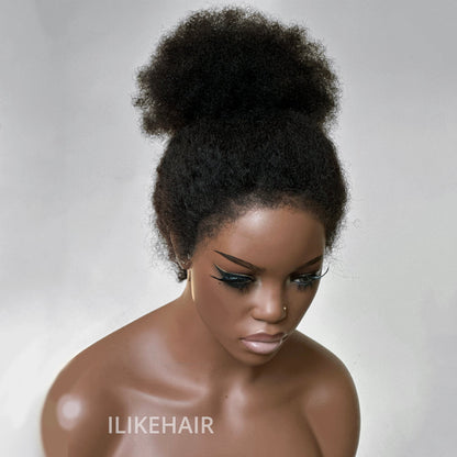 Realistic Afro Curly With 4C Kinky Edges 13x4 Lace Frontal Wig