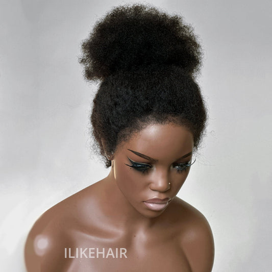 Realistic Afro Curly With 4C Kinky Edges 13x4 Lace Frontal Wig