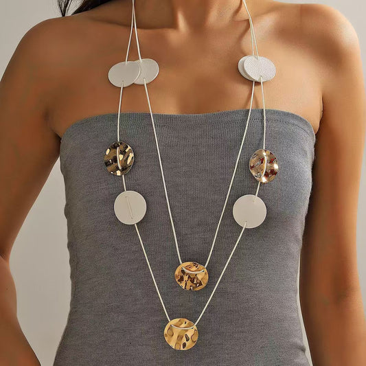 Chunky Chain Link Statement Necklace & Earring Set - Gold & Crystal Bling Fashion Jewelry