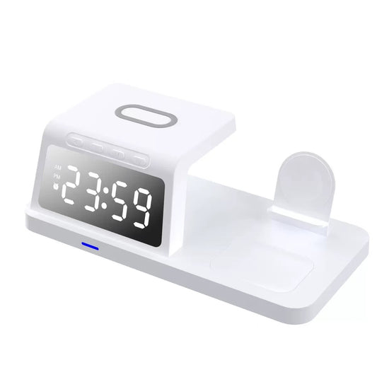 3-in-1 Fast Wireless Charging Station for iPhone, Apple Watch & AirPods with Digital Alarm Clock