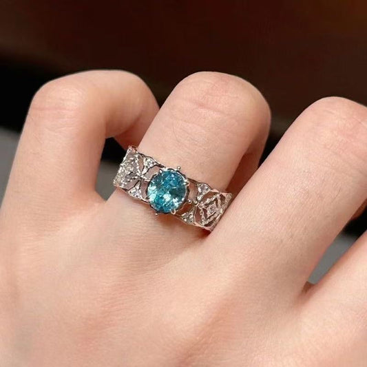 Paraiba Tourmaline Cocktail Ring - Oval Cut with Diamond Accents for Women