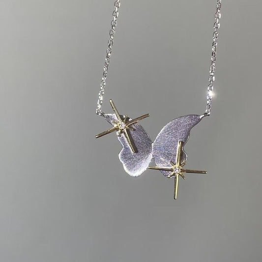 925 Sterling Silver Butterfly Pendant Necklace, Gold & Silver Finish, Unique Gift for Her