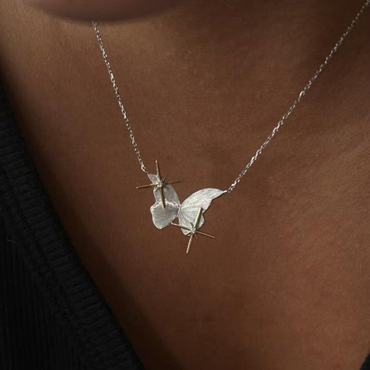 925 Sterling Silver Butterfly Pendant Necklace, Gold & Silver Finish, Unique Gift for Her