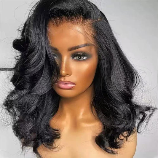 Side Part Wavy With Kinky Edges 13x4 Lace Front Wig