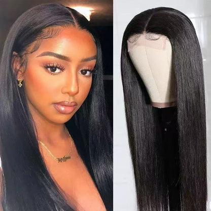 Super Natural Hairline Silky Straight Glueless 13x4 Frontal Lace Wig Human Hair Pre-Cut Lace