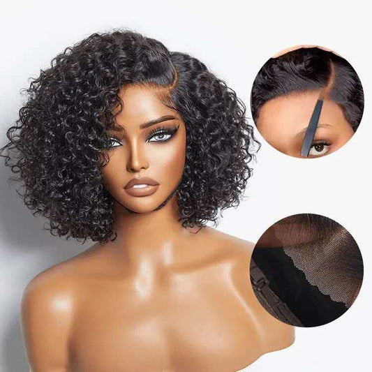 Short Layered Bouncy Curly With Kinky Edges HD Lace Wig