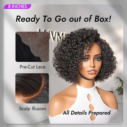 Short Layered Bouncy Curly With Kinky Edges HD Lace Wig