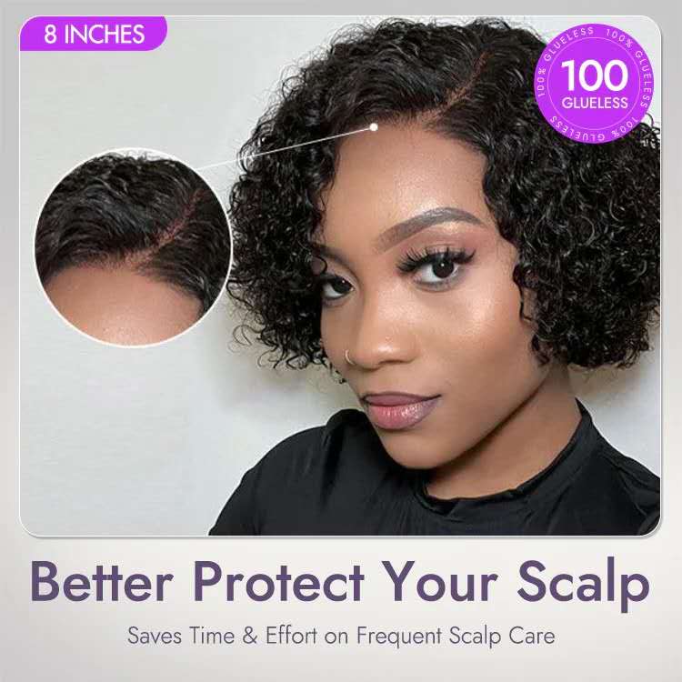 Short Layered Bouncy Curly With Kinky Edges HD Lace Wig
