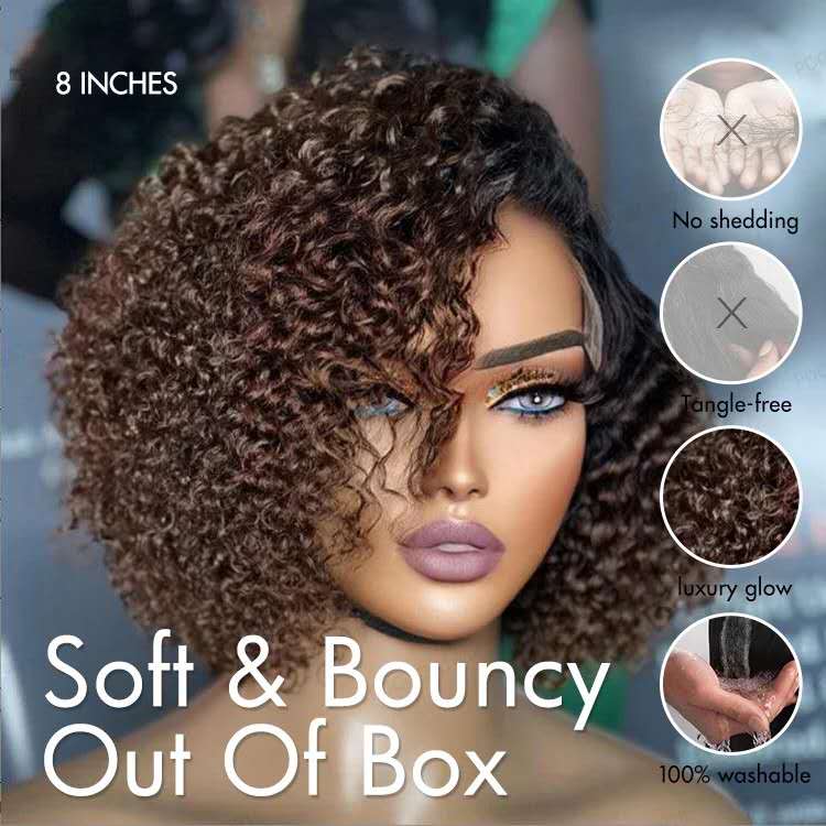 Short Layered Bouncy Curly With Kinky Edges HD Lace Wig