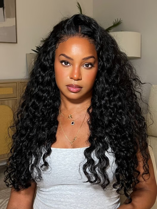 7x5 Bye-Bye Knots™ & 13x4 HD Lace Put On And Go Glueless Water Wave Grip Wig With Secure Silicone Strips and Drawstring With Baby Hair