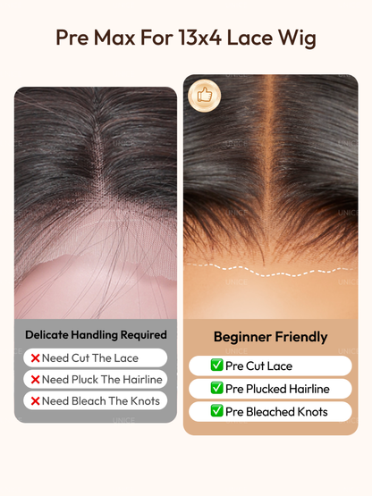 7x5 Bye Bye Knots & 13x4 Pre-Everything™ Lace Frontal Natural Black Bouncy Water Wave Curly Invisi Drawstring No Baby Hair