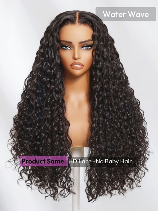 13x4 Pre Everything™ Pre-Cut HD & Transparent Lace Front Water Wave Drawstring Wig With Baby Hair
