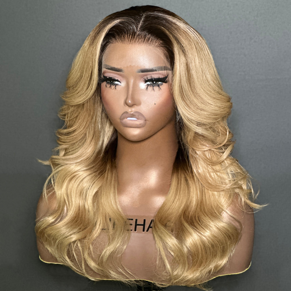 Ombre Blonde Body Wave Layered Cut 13x4 Lace Front Wig