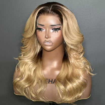 Ombre Blonde Body Wave Layered Cut 13x4 Lace Front Wig