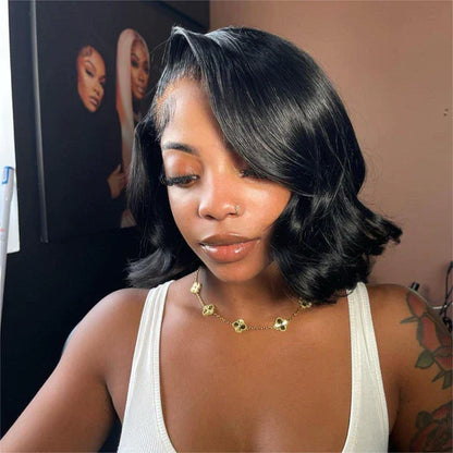 Short Brazilian Body Wave Human Hair Bob Lace Wig