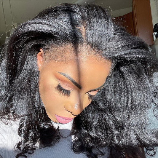 Kinky Straight Hd Lace Frontal With 4C Kinky Edges Wig