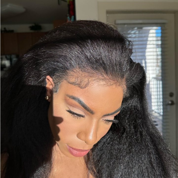 Kinky Straight Hd Lace Frontal With 4C Kinky Edges Wig